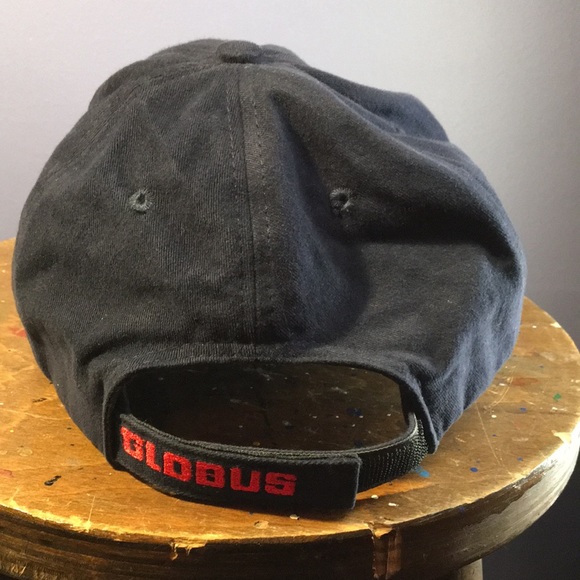 Dark blue Pilatus Globus full 6 panel hat adjustable back strap cap w stitching - Picture 8 of 13